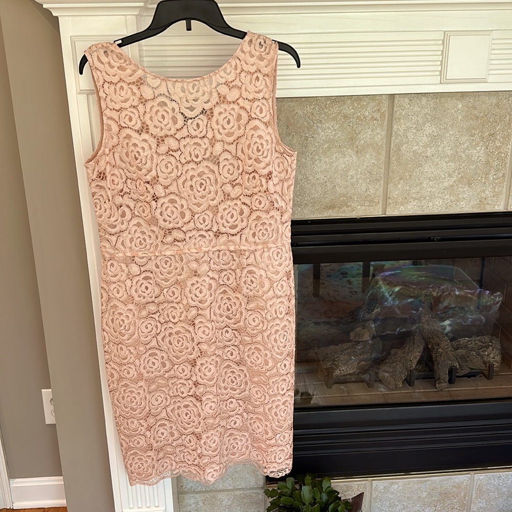 Ellen Tracy Ladies Fitted Lace Party Dress with Under Layer Size 14